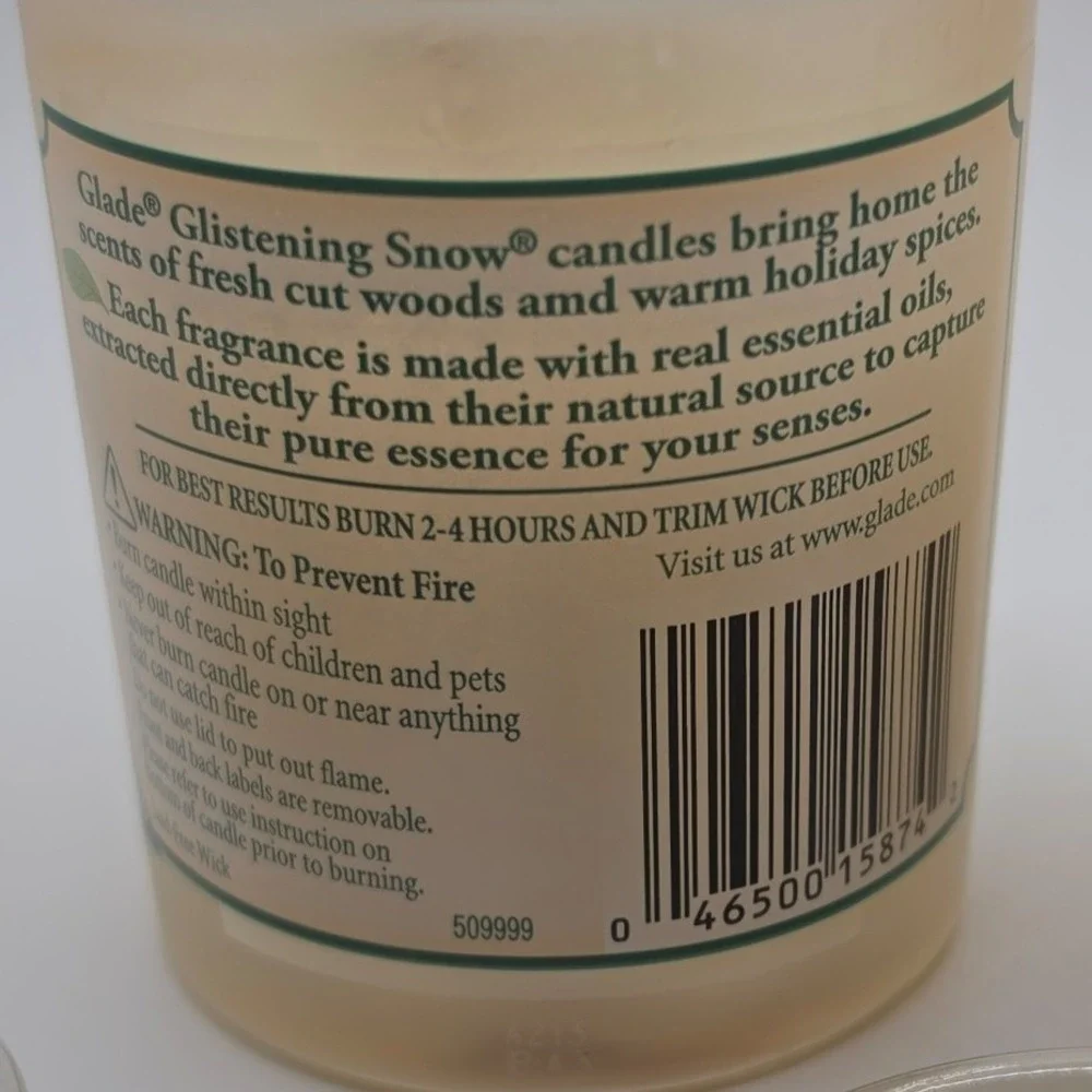 NEW Glade Glistening Snow Scented Candle with Essential Oils (2-Pack) 4oz each